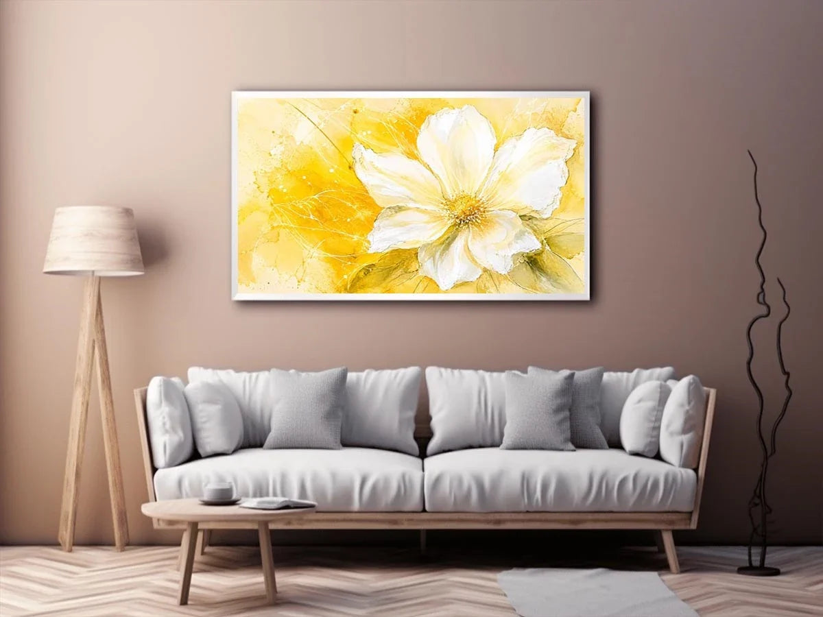Golden bloom in watercolor strokes