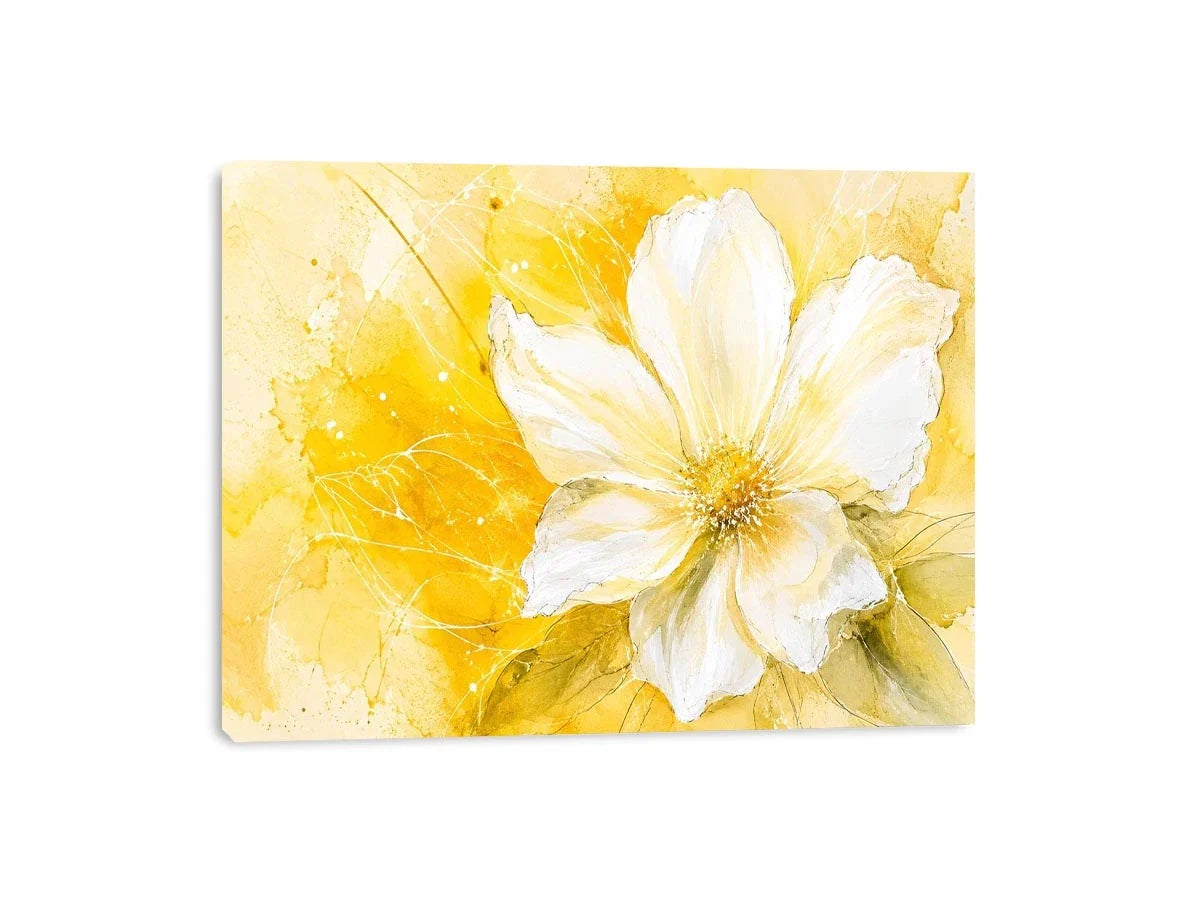 Golden bloom in watercolor strokes