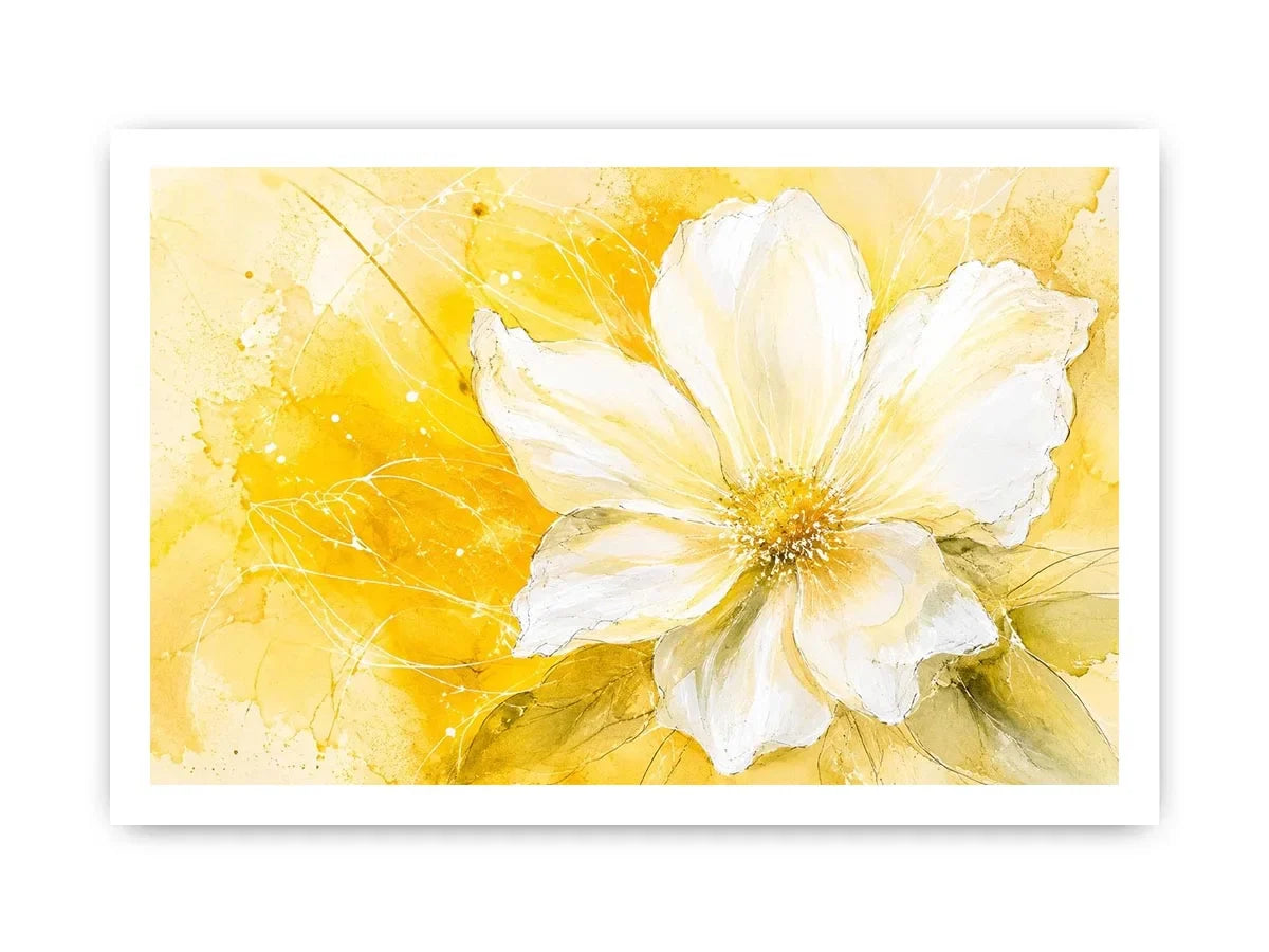 Golden bloom in watercolor strokes