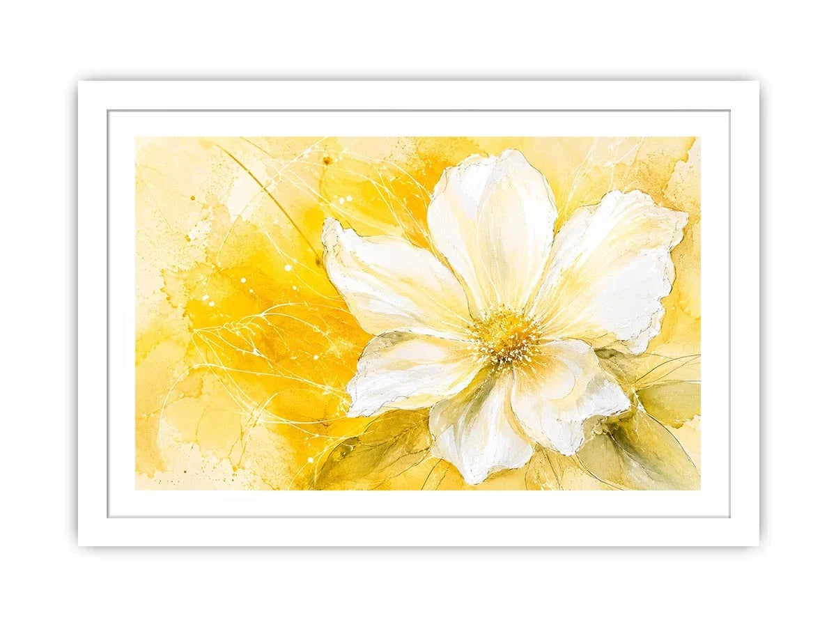 Golden bloom in watercolor strokes