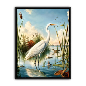 Serene heron in a sunlit wetland