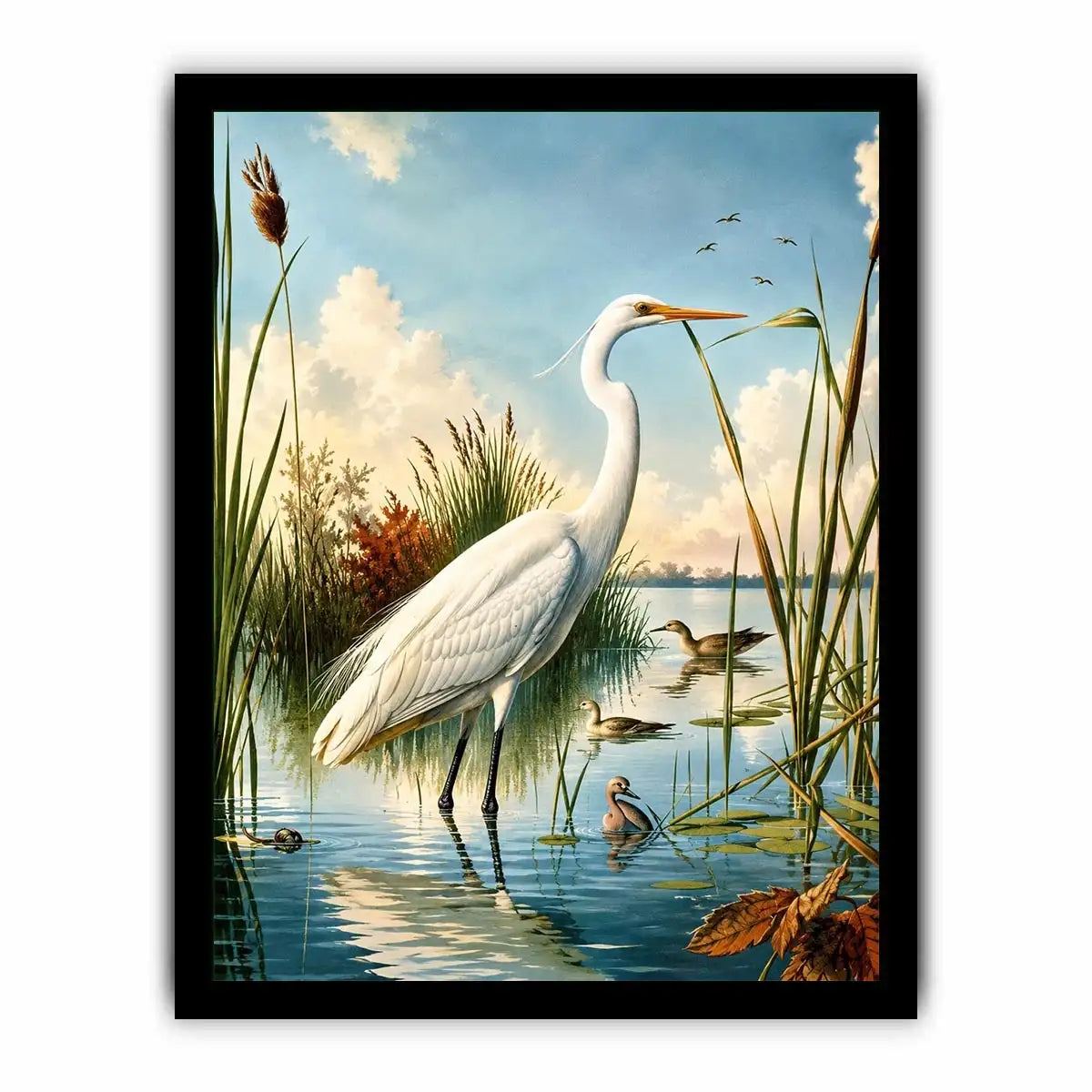 Serene heron in a sunlit wetland