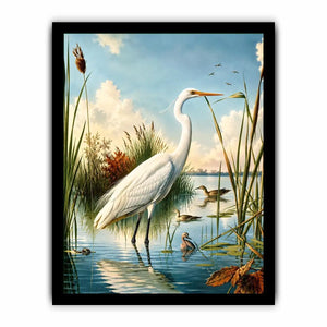 Serene heron in a sunlit wetland