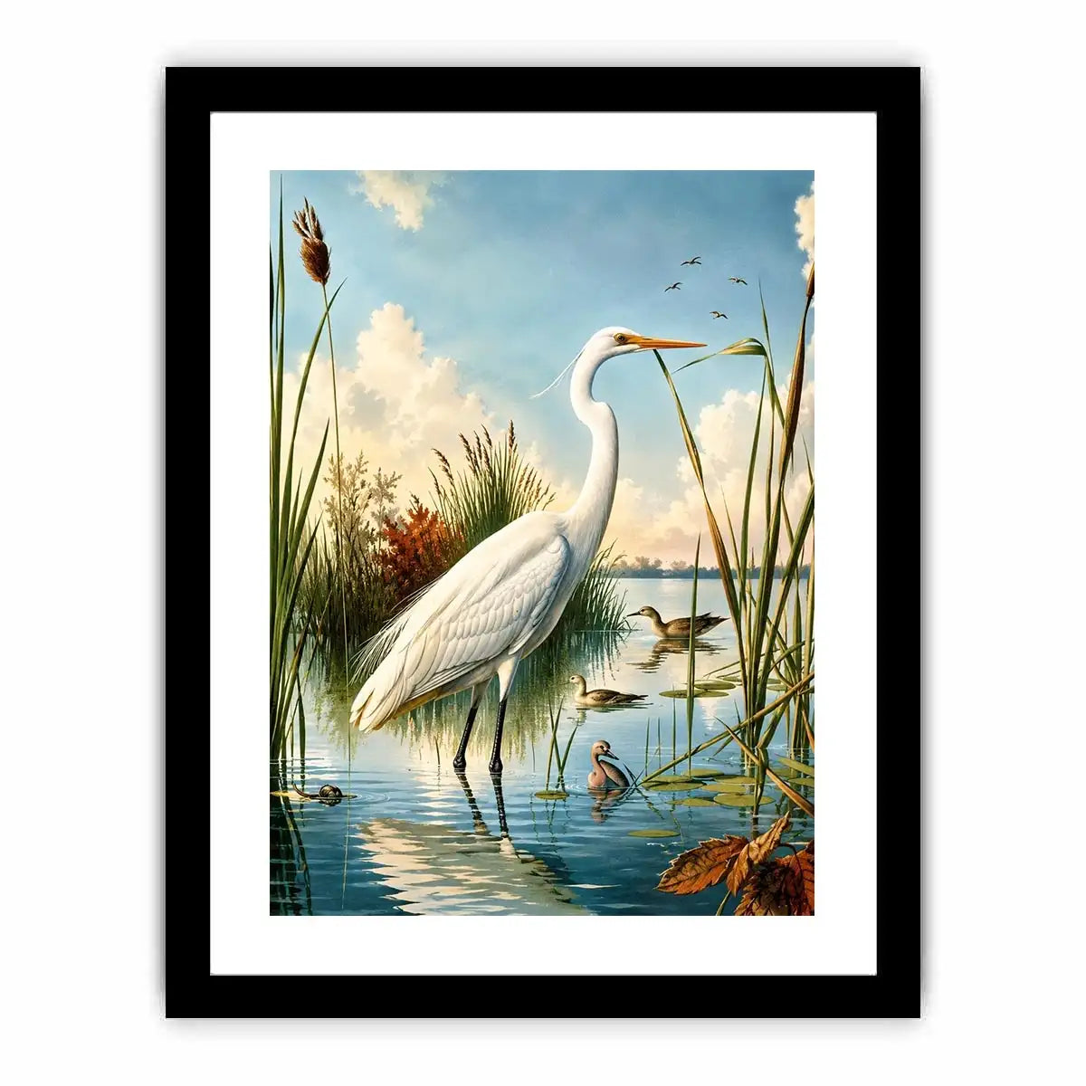 Serene heron in a sunlit wetland