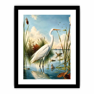 Serene heron in a sunlit wetland
