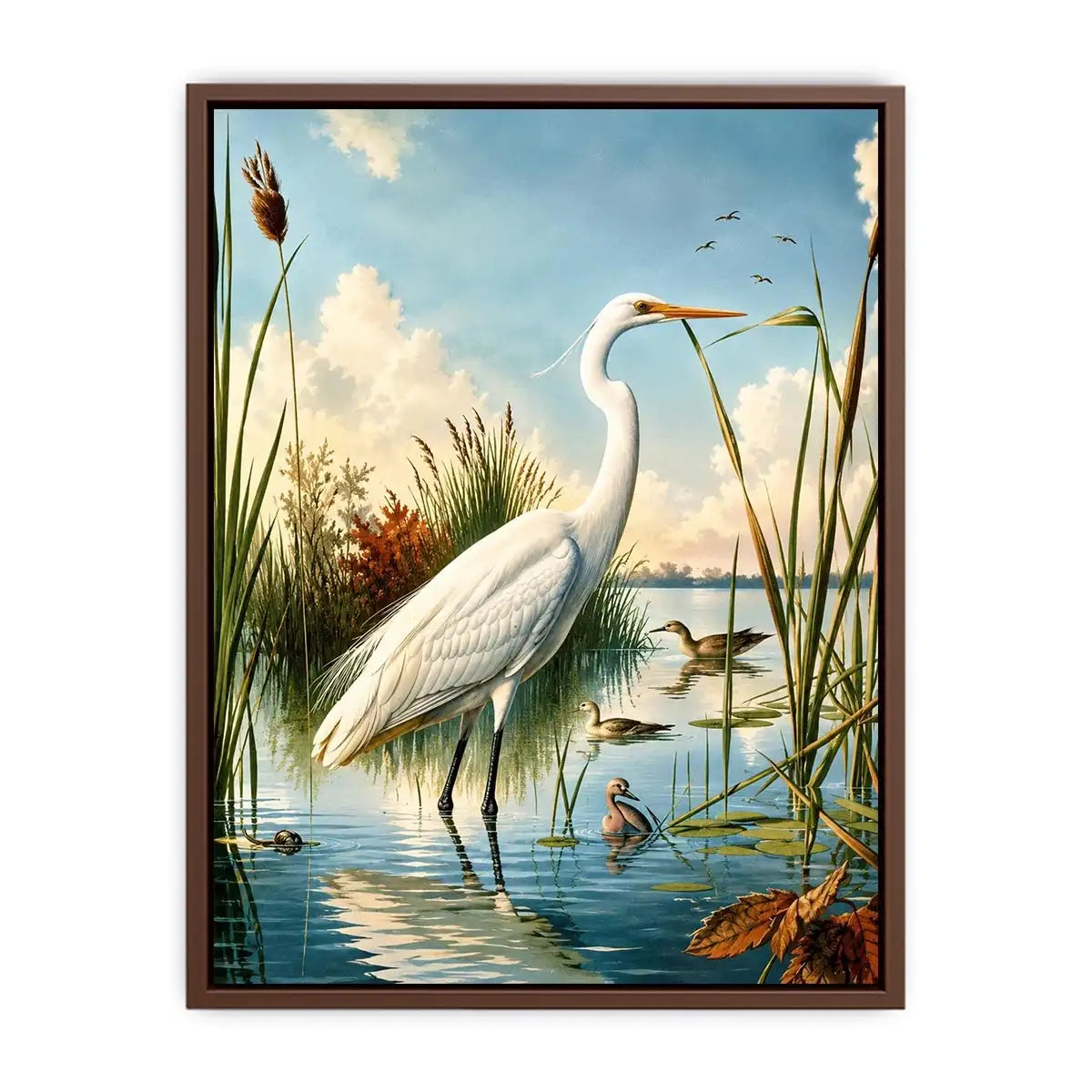 Serene heron in a sunlit wetland