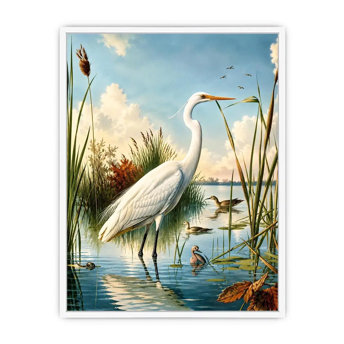 Serene heron in a sunlit wetland