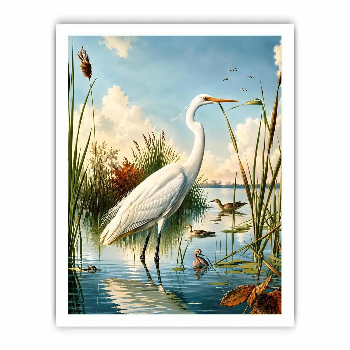 Serene heron in a sunlit wetland