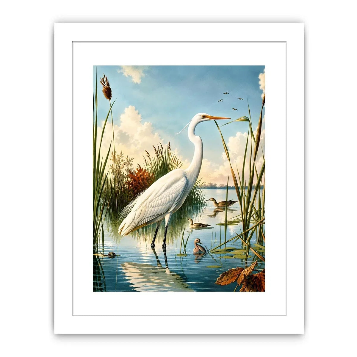 Serene heron in a sunlit wetland