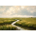 Tranquil marsh under a soft sky