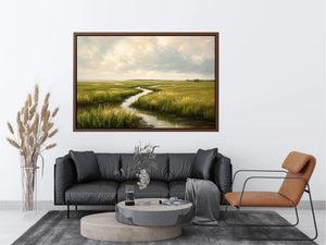 Tranquil marsh under a soft sky