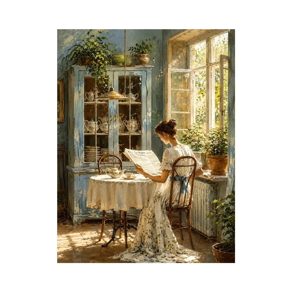 Cozy sunlit morning in vintage nook
