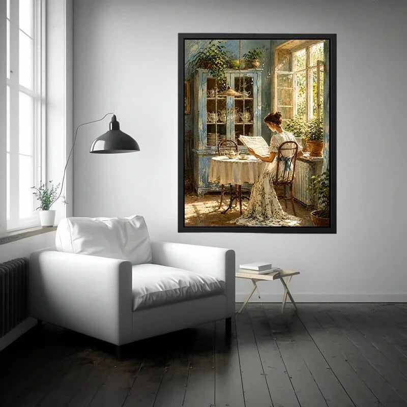 Cozy sunlit morning in vintage nook