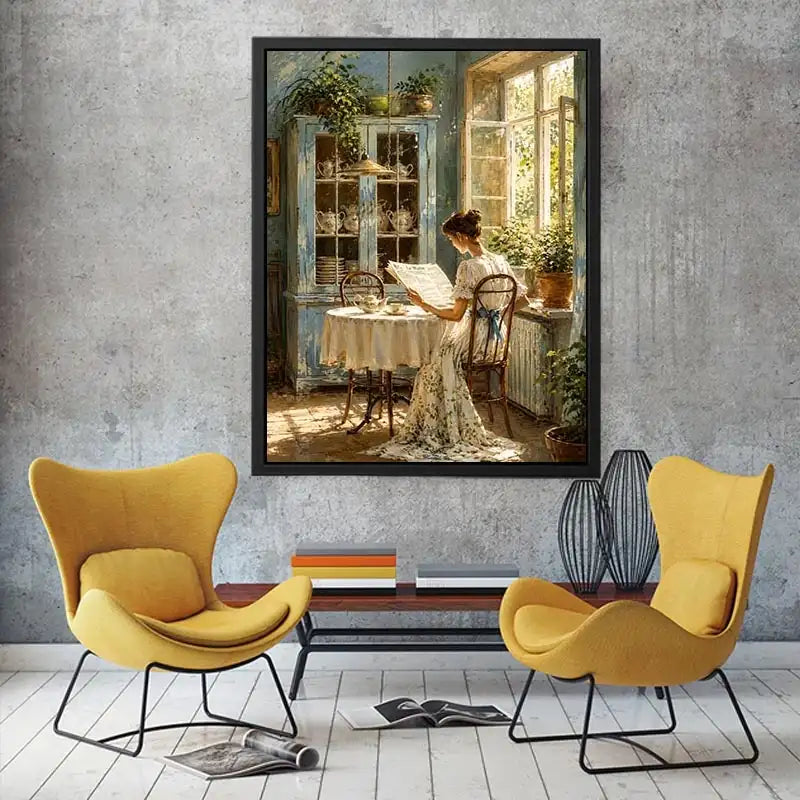 Cozy sunlit morning in vintage nook