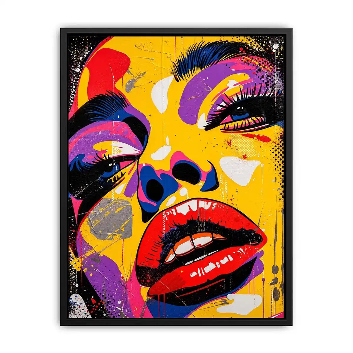 Pop art portrait with colorful drips