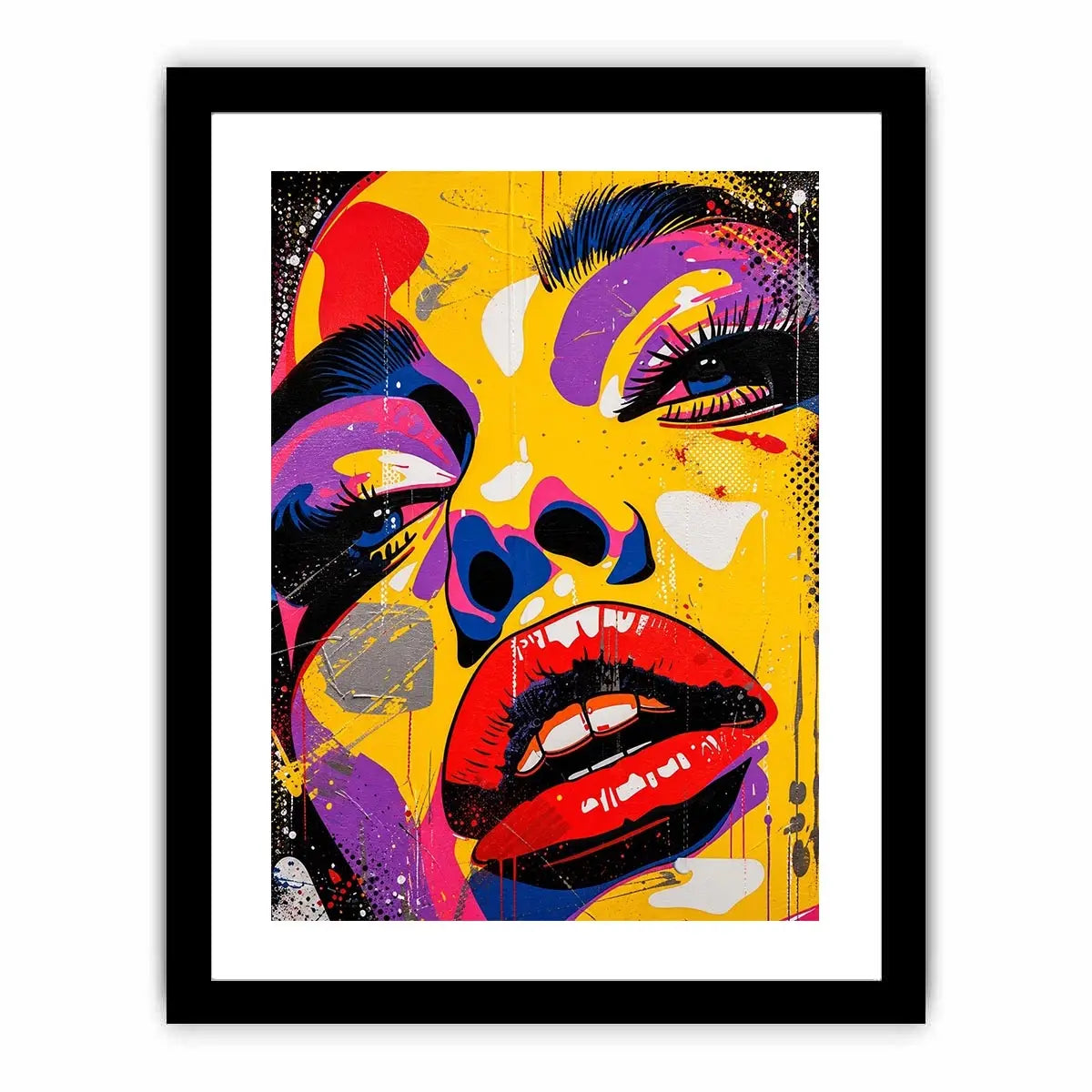 Pop art portrait with colorful drips