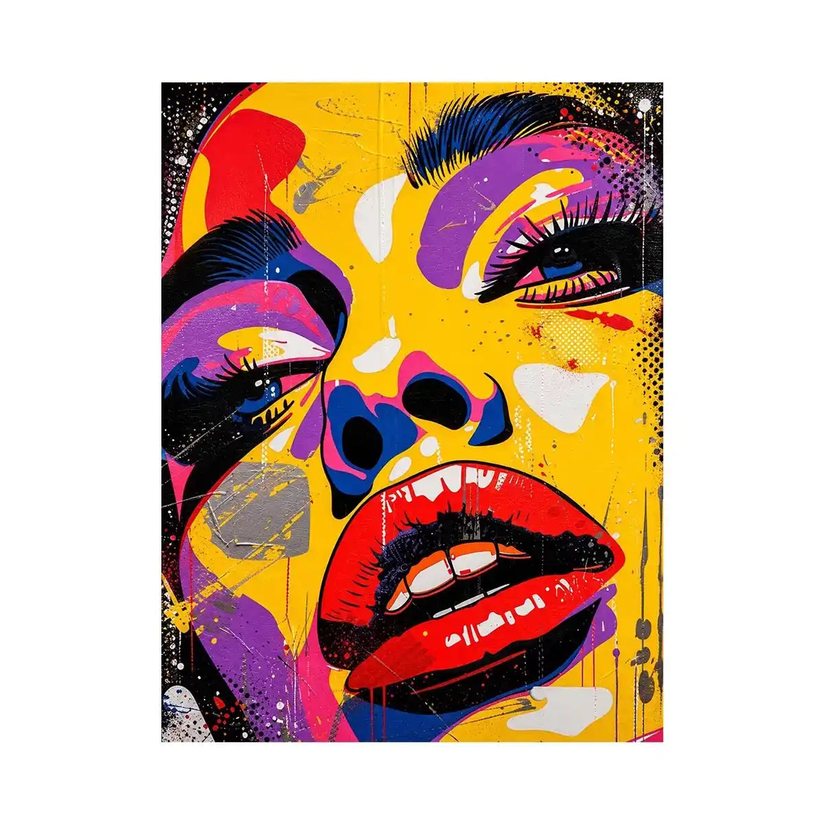 Pop art portrait with colorful drips