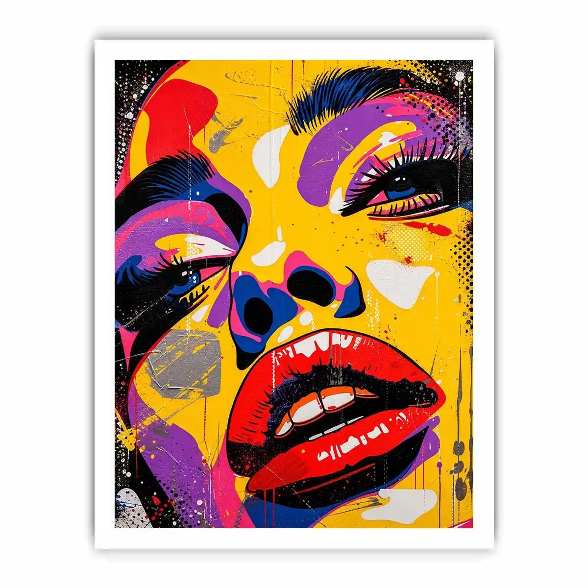 Pop art portrait with colorful drips