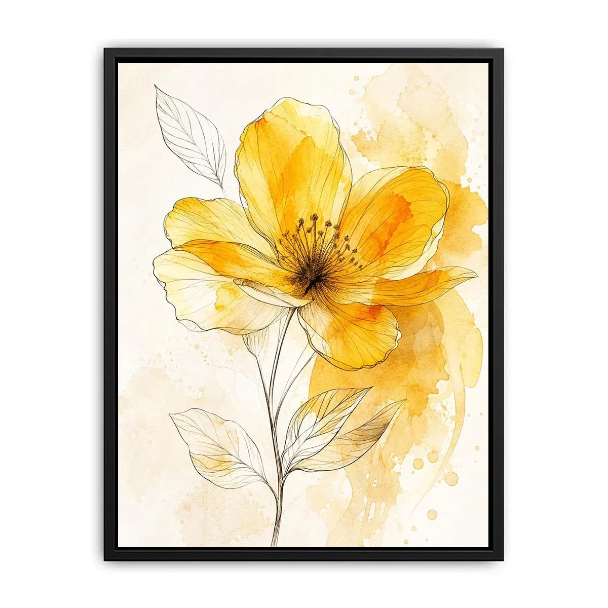 Elegant yellow flower watercolor illustration
