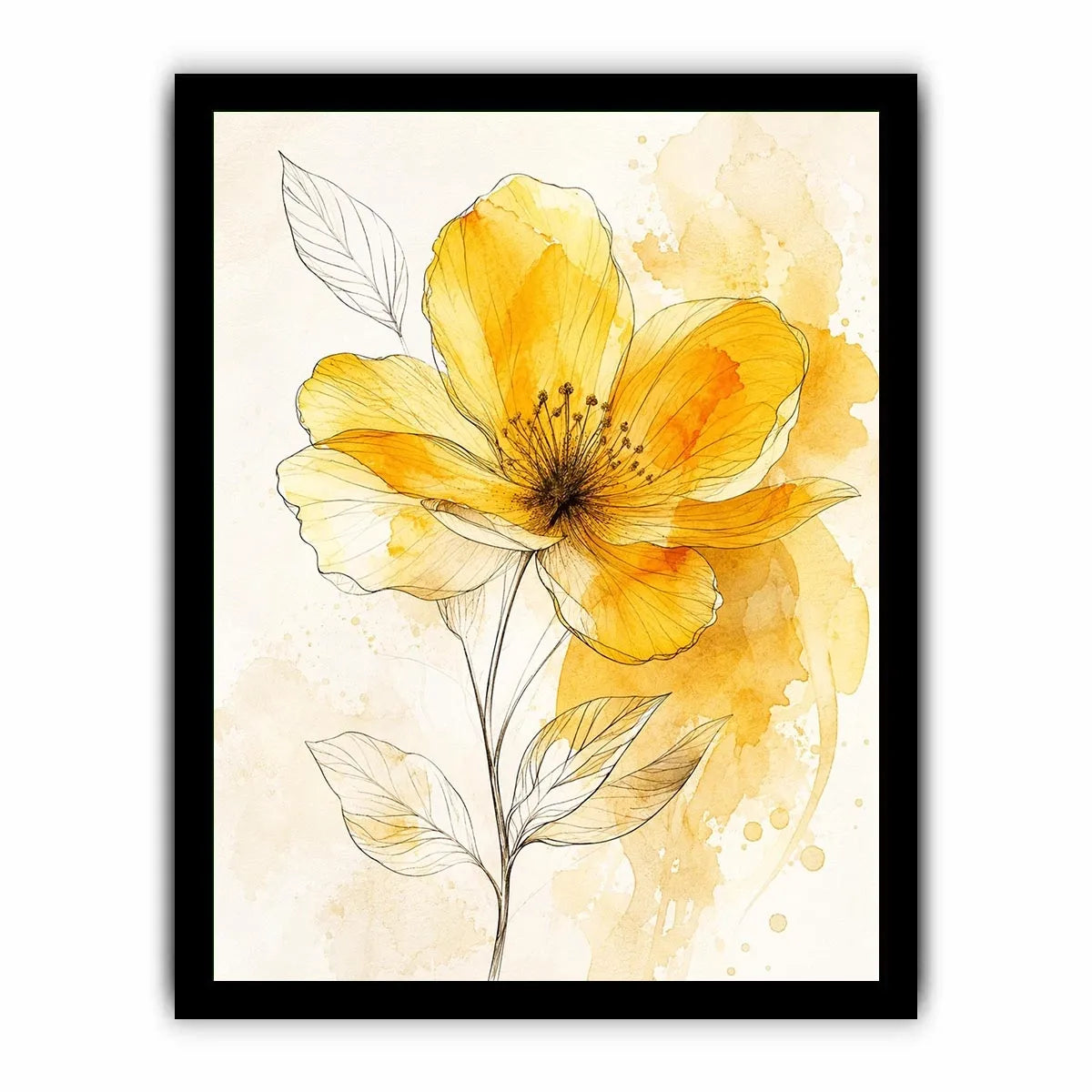 Elegant yellow flower watercolor illustration
