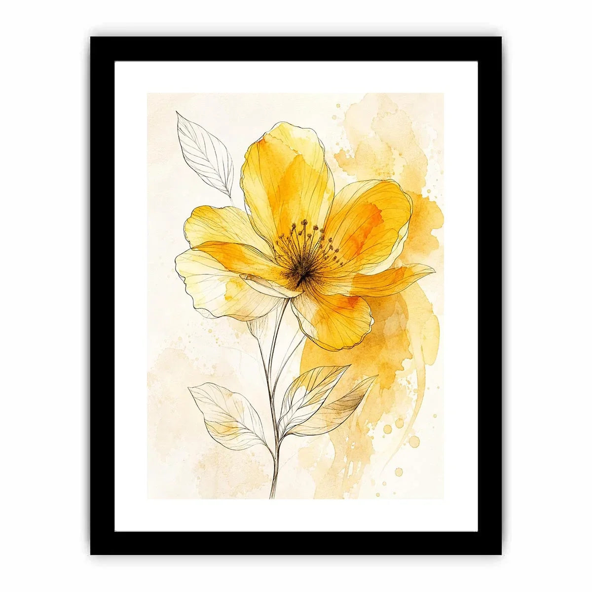 Elegant yellow flower watercolor illustration