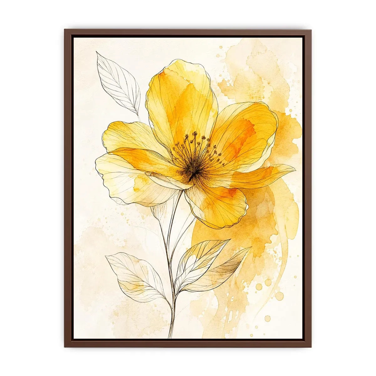 Elegant yellow flower watercolor illustration