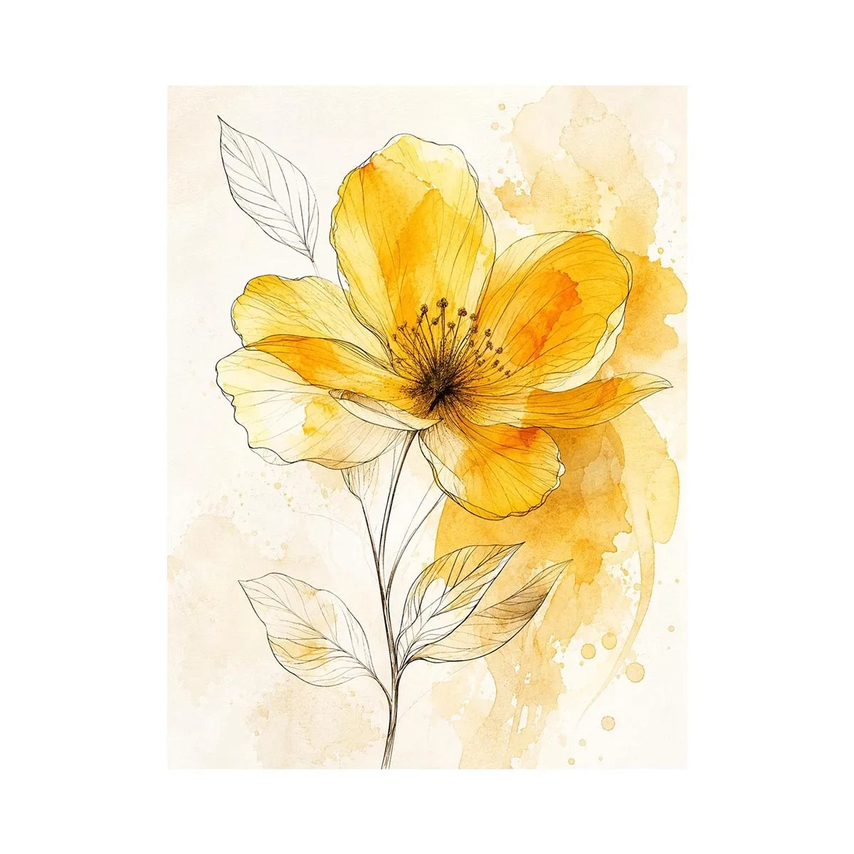 Elegant yellow flower watercolor illustration