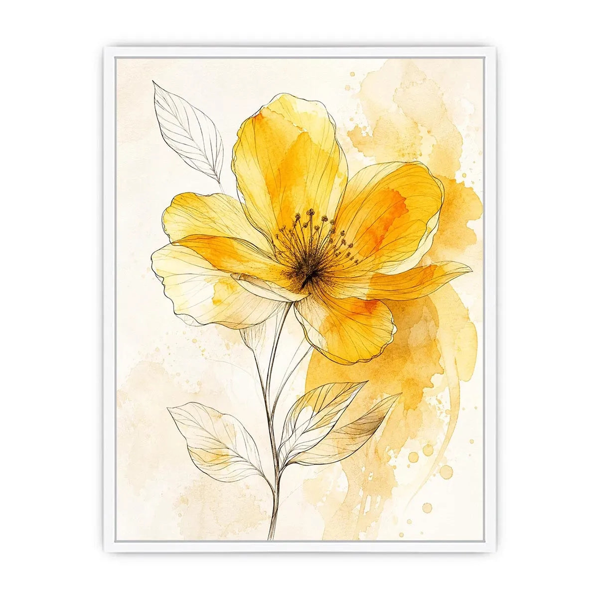 Elegant yellow flower watercolor illustration