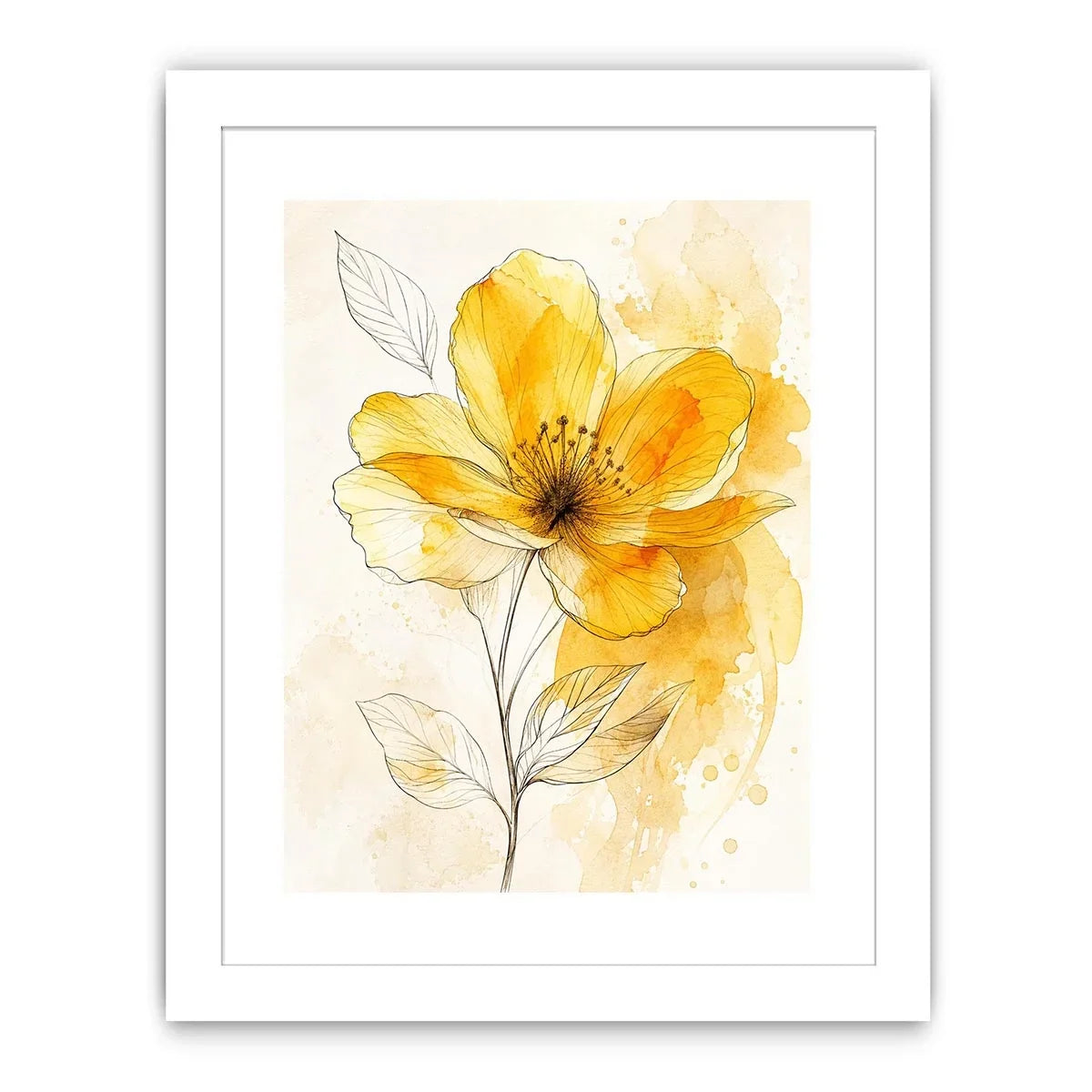 Elegant yellow flower watercolor illustration