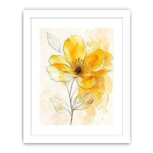 Elegant yellow flower watercolor illustration