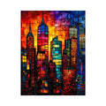 Stained-glass skyline at sunset