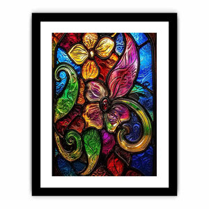 Vibrant Tiffany-style floral stained glass