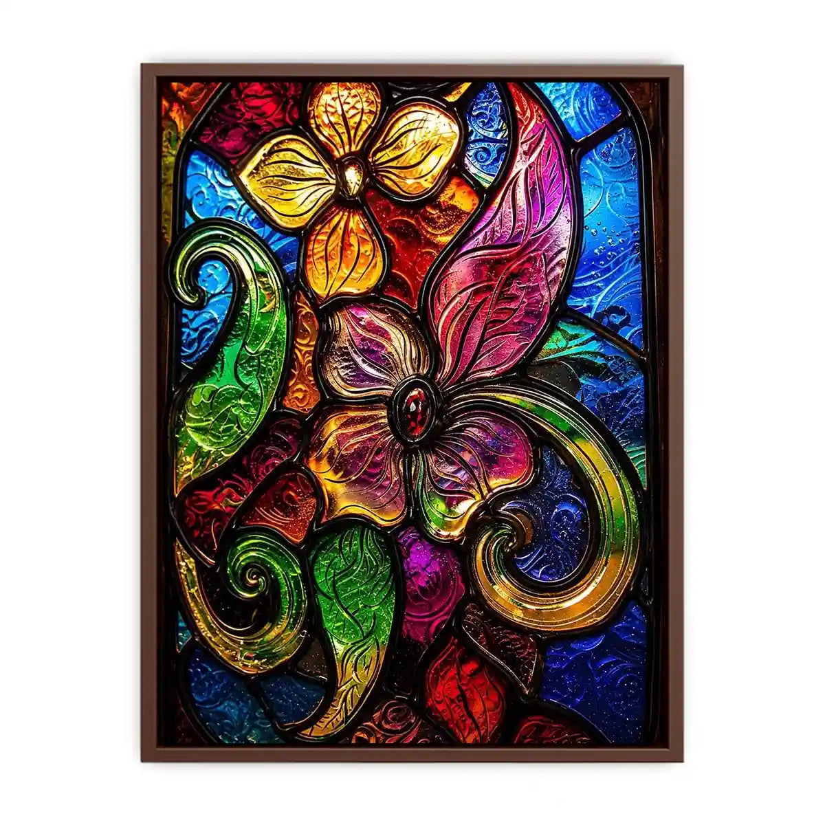 Vibrant Tiffany-style floral stained glass