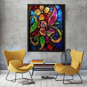 Vibrant Tiffany-style floral stained glass
