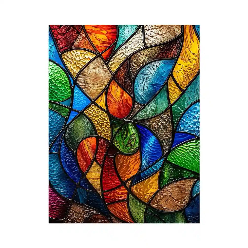 Vibrant stained glass mosaic pattern