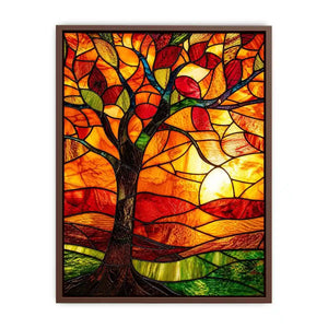 Autumn stained-glass tree at sunset