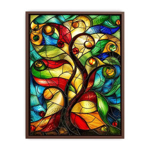 Vibrant stained-glass fantasy tree design