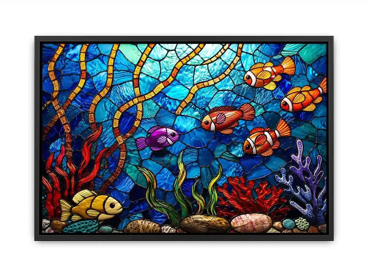 Vibrant underwater stained glass reef