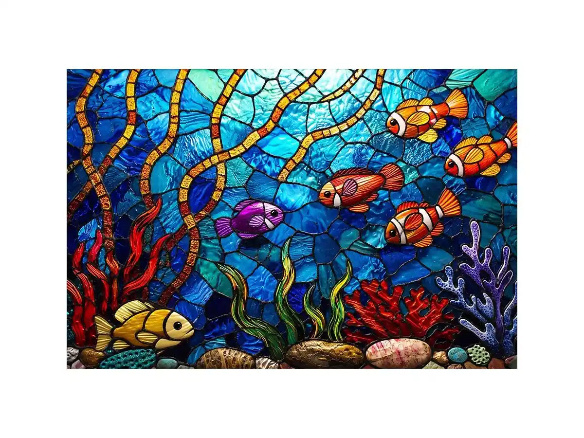 Vibrant underwater stained glass reef