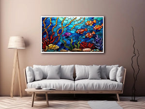 Vibrant underwater stained glass reef