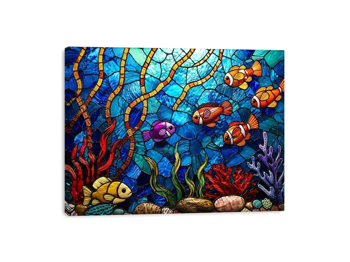 Vibrant underwater stained glass reef