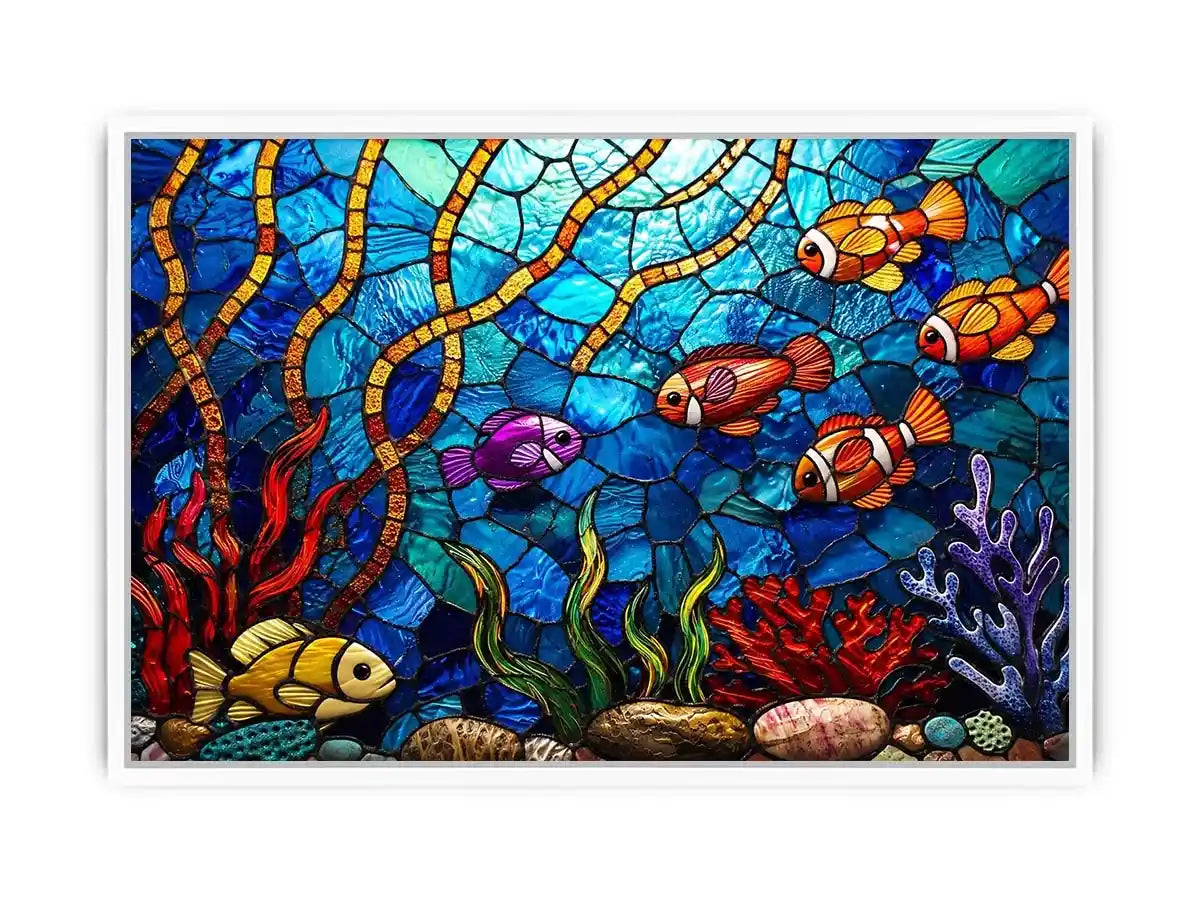 Vibrant underwater stained glass reef