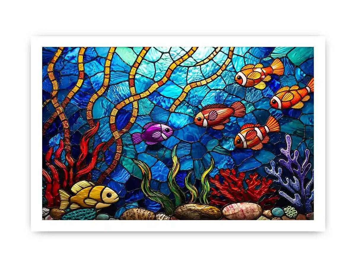 Vibrant underwater stained glass reef