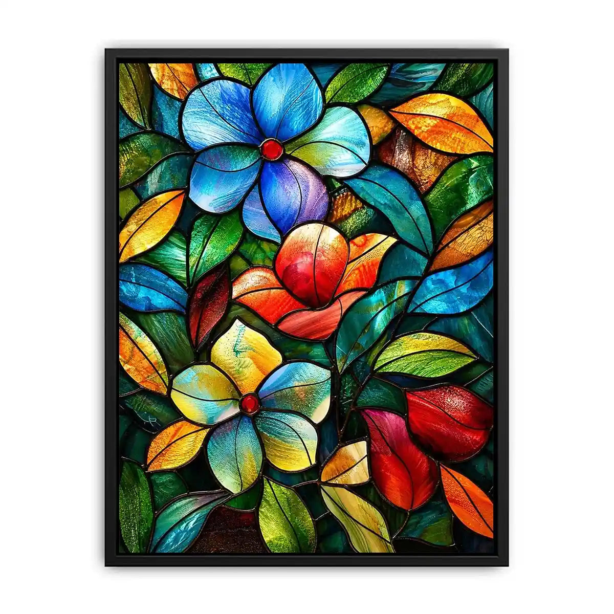 Stained-glass floral mosaic design