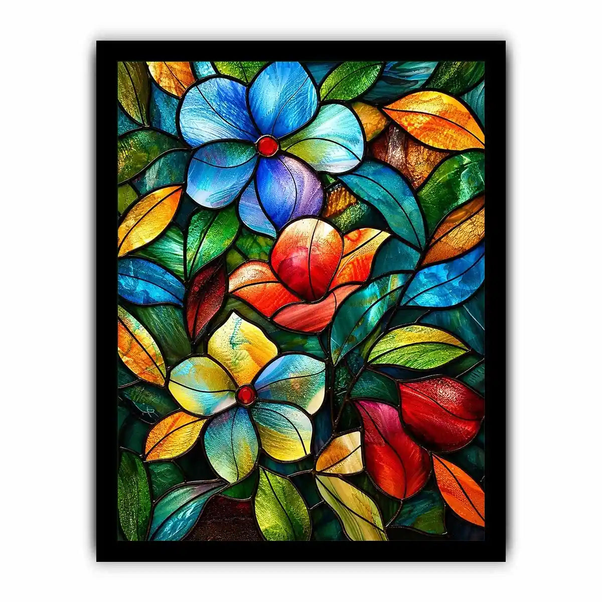 Stained-glass floral mosaic design