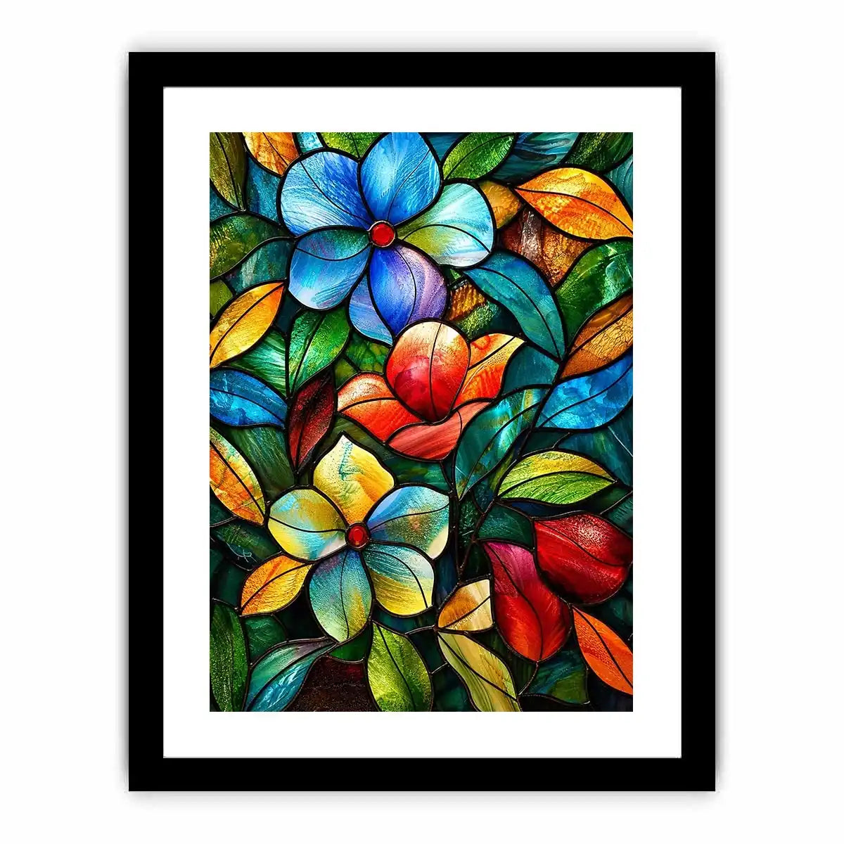 Stained-glass floral mosaic design
