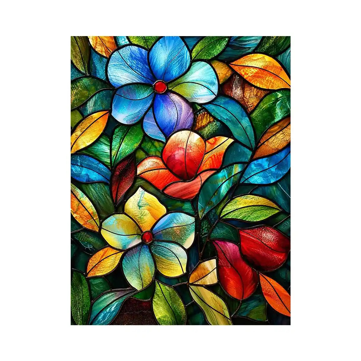 Stained-glass floral mosaic design