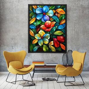 Stained-glass floral mosaic design
