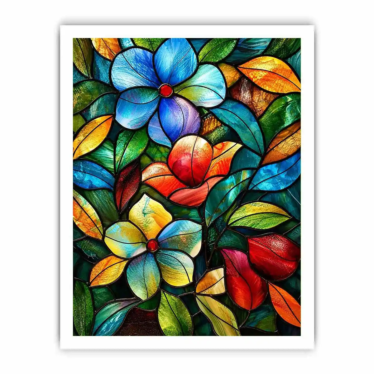 Stained-glass floral mosaic design