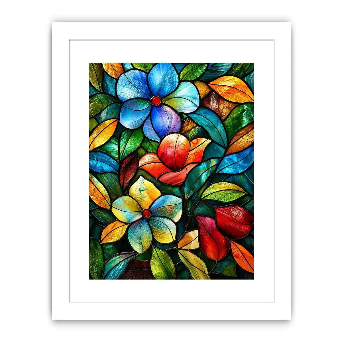 Stained-glass floral mosaic design